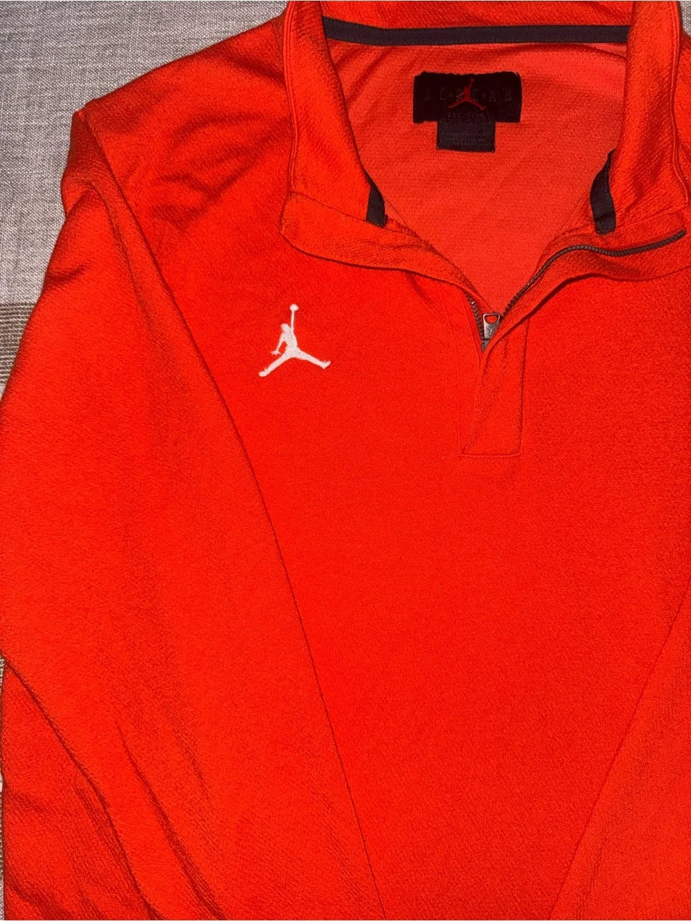 Jordan Bright Orange Quarter-Zip Pullover with White Jumpman